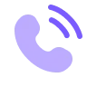 Purple telephone handset with two curved signal waves indicating a call.